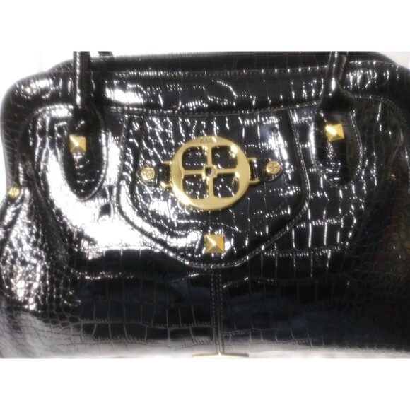IMAN Shoulder Tote Bag Large Handbag Patent Leather Purse Croc embossed - Picture 3 of 6